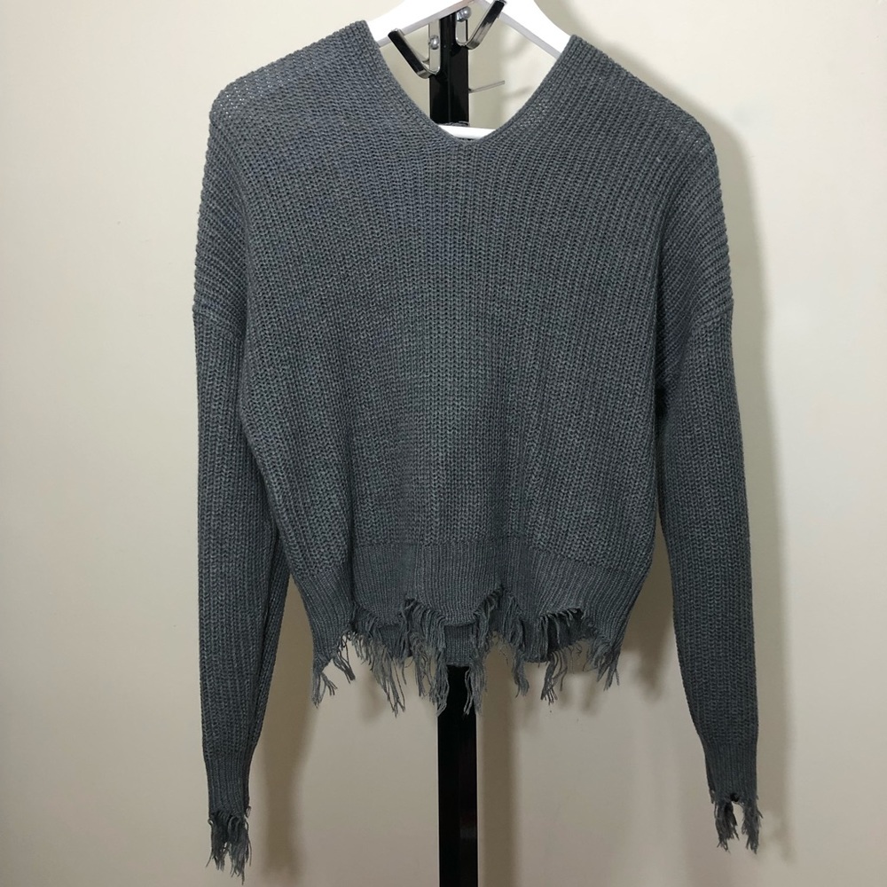 Urban Planet Cropped Hoodie With Distressing